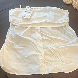 Zara White Strapless Button-Down Top